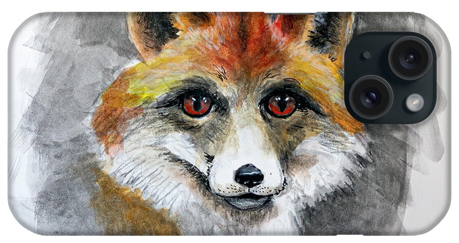 Red Fox iPhone Case featuring the drawing Red Fox by Rick Mosher