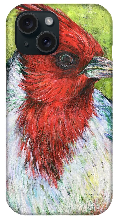 Cardinal iPhone Case featuring the mixed media Red Head by AnneMarie Welsh