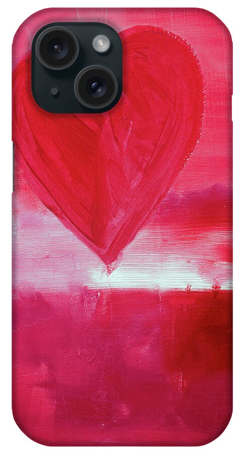 Red iPhone Case featuring the painting Red Heart by Stella Levi