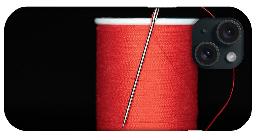 Clothes iPhone Case featuring the photograph Red Needle and Thread by Amelia Pearn