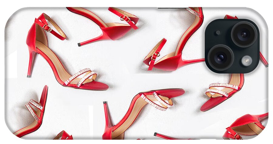 Face Mask iPhone Case featuring the digital art Red Shoes Diaries Face Mask by Theresa Tahara