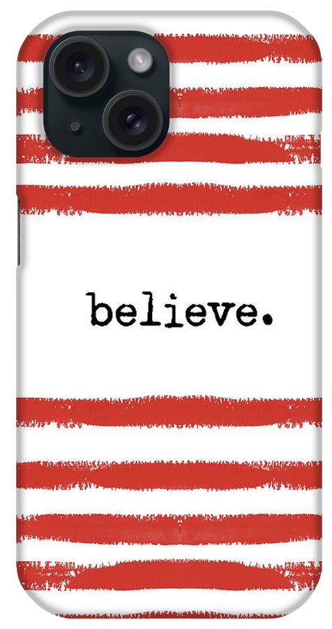 Christmas iPhone Case featuring the digital art Red Stripes Believe by Sylvia Cook