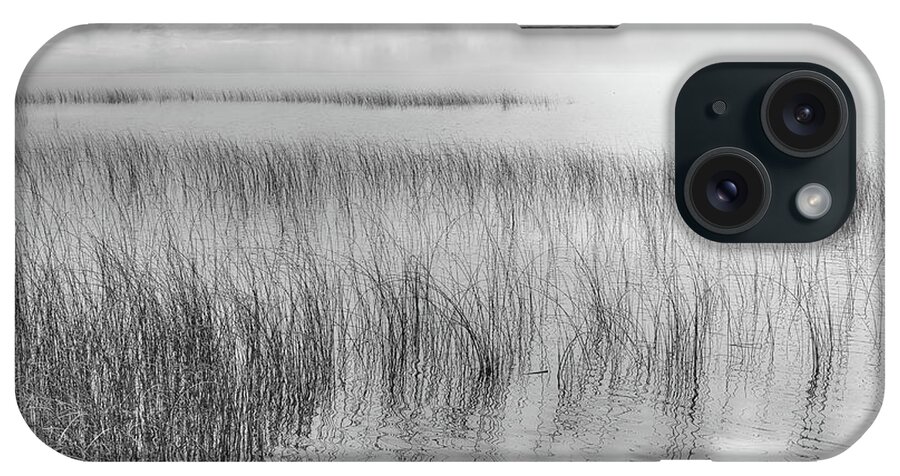 Black And White Photography iPhone Case featuring the photograph Reeds Along the Shore by Allan Van Gasbeck