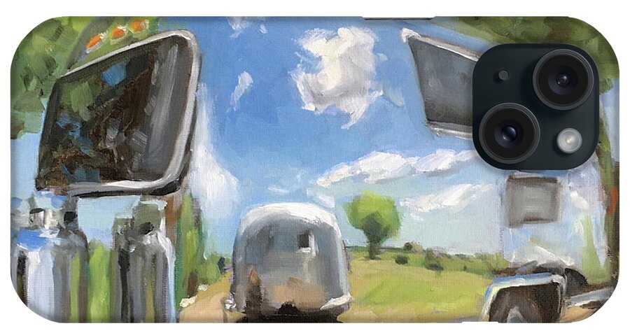 Airstream. Vintage Trailer iPhone Case featuring the painting Reflections of Airstreams by Elizabeth Jose
