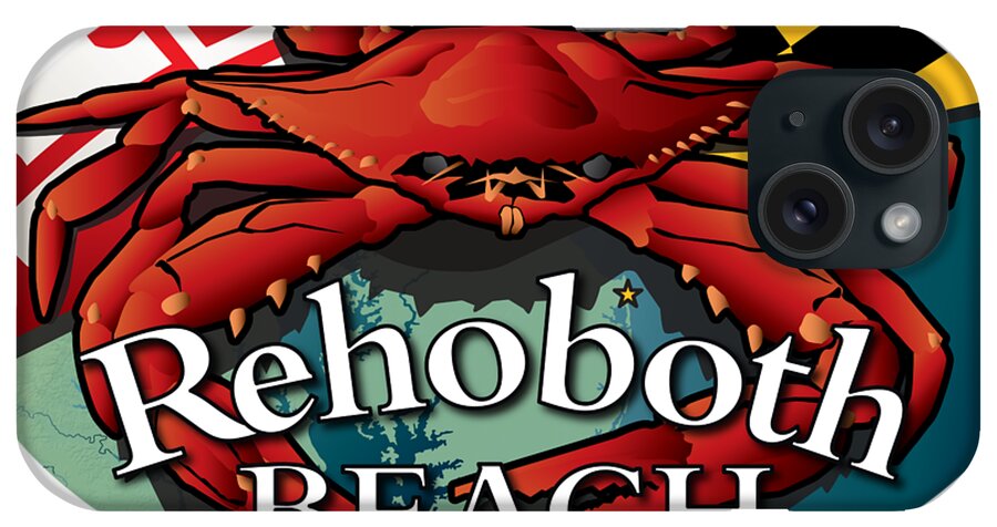 Rehoboth Beach iPhone Case featuring the digital art Rehoboth Beach Blue Crab Oval by Joe Barsin