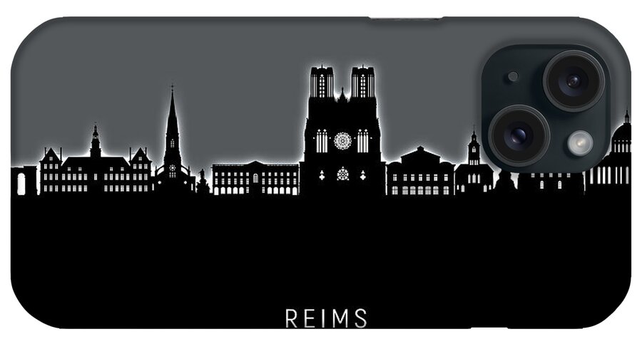 Reims iPhone Case featuring the digital art Reims France Skyline #74 by Michael Tompsett