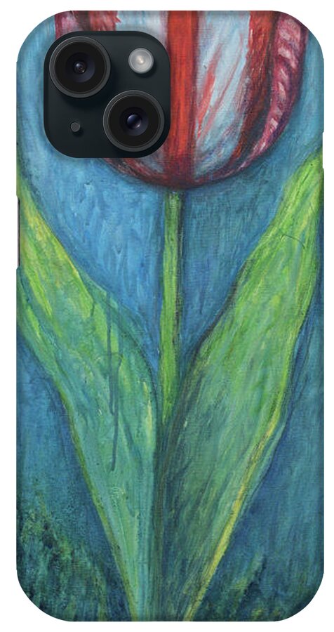 Tulip iPhone Case featuring the painting Rembrandt Tulip by Vibeke Moldberg