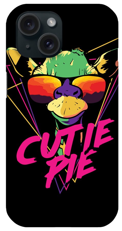Colorful iPhone Case featuring the digital art Retro Giraffe Cutie Pie Cool Sunglasses by Jacob Zelazny