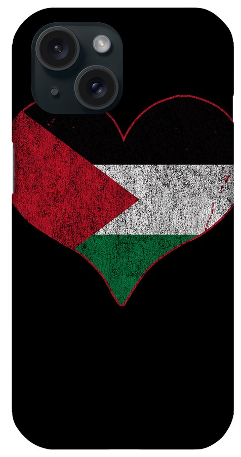 Palestine iPhone Case featuring the digital art Retro Palestine Flag Heart by Flippin Sweet Gear