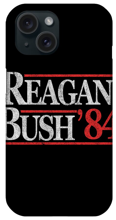 Funny iPhone Case featuring the digital art Retro Reagan Bush 1984 by Flippin Sweet Gear