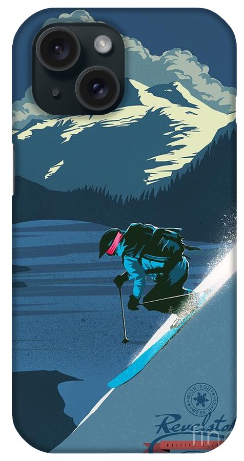 Revelstoke iPhone Case featuring the painting Retro Revelstoke ski poster by Sassan Filsoof