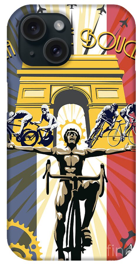Tour De France iPhone Case featuring the painting retro Tour de France Arc de Triomphe by Sassan Filsoof