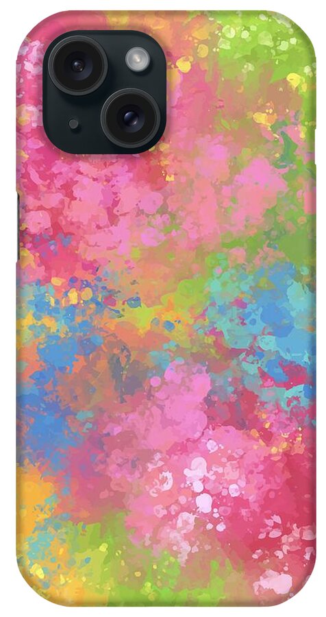 Colorful iPhone Case featuring the digital art Revana - Artistic Colorful Abstract Carnival Splatter Watercolor Digital Art by Sambel Pedes
