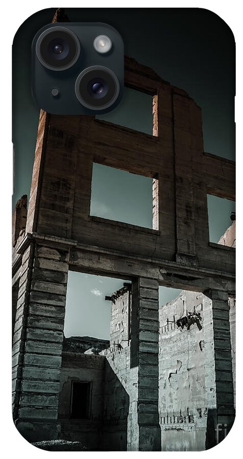 Ghost Town iPhone Case featuring the photograph Rhyolite Ghost Town Dark by Blake Webster