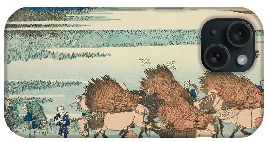 19th Century Art iPhone Case featuring the relief Rice Paddies at Ono in Suruga Province, from the series Thirty-Six Views of Mount Fuji by Katsushika Hokusai