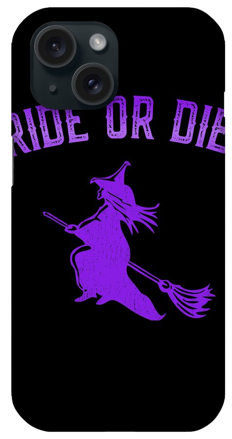 Retro iPhone Case featuring the digital art Ride or Die Witch by Flippin Sweet Gear