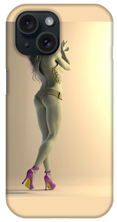 Pinup iPhone Case featuring the digital art Mirroring_Riley by Williem McWhorter