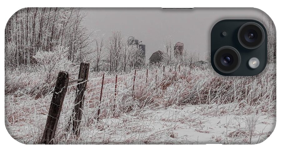 Winter iPhone Case featuring the photograph Rime Ice Farm Fence Line by Dale Kauzlaric
