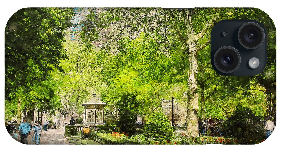 Philadelphia iPhone Case featuring the painting Rittenhouse Square, Philadelphia - 02 by AM FineArtPrints
