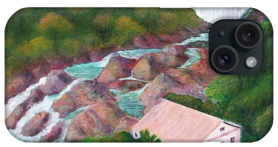 River Scene iPhone Case featuring the painting River Scene by Tony Rodriguez