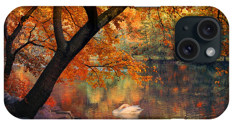 Autumn iPhone Case featuring the photograph Riverbank Foliage Reflections by Jessica Jenney