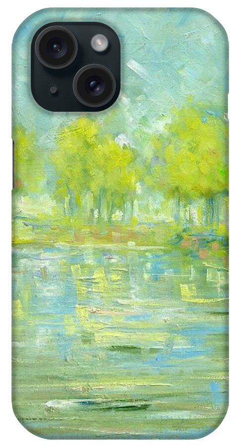 Riverbank iPhone Case featuring the painting Riverbank by Roger Clarke
