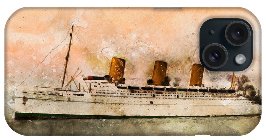 Steamer iPhone Case featuring the digital art R.M.S. Empress of Britain by Geir Rosset