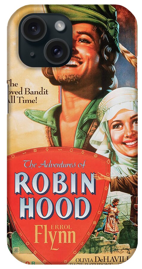 Robin iPhone Case featuring the mixed media ''Robin Hood'' 1938 by Movie World Posters