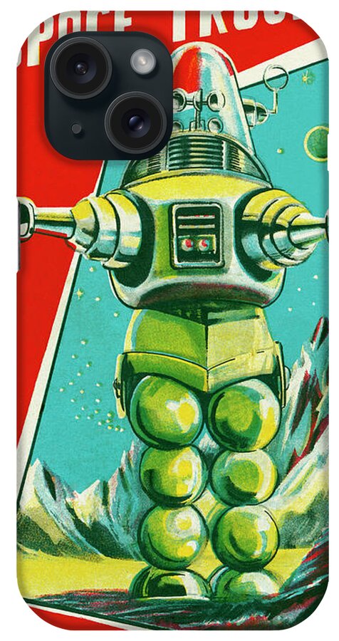 Vintage Toy Posters iPhone Case featuring the drawing Robot Space Trooper by Vintage Toy Posters