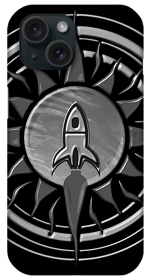 Rocket iPhone Case featuring the digital art Rocket Insignia Black by David Manlove