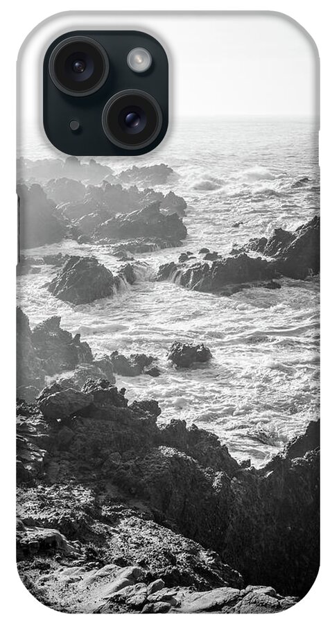 Beach iPhone Case featuring the photograph Rocky Coast in Stirring Seas by Mike Fusaro