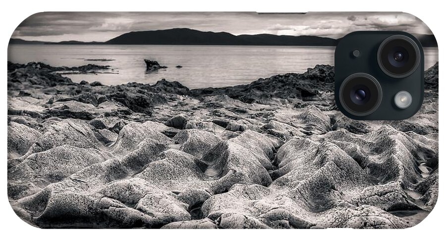 Monochrome iPhone Case featuring the photograph Rocky dune beach by Bradley Morris