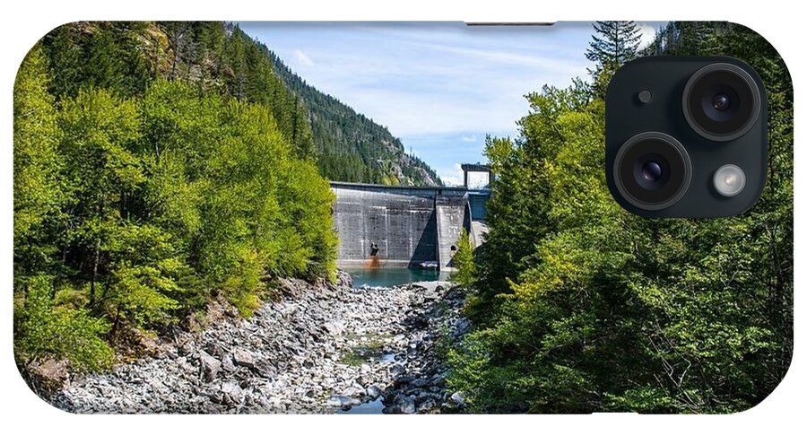 Rocky Skagit River Bed And Gorge Dam iPhone Case featuring the photograph Rocky Skagit River Bed and Gorge Dam by Tom Cochran