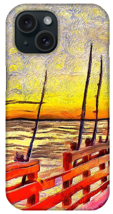 Rods iPhone Case featuring the photograph Rods and Reels on St Simons Pier by Sea Change Vibes