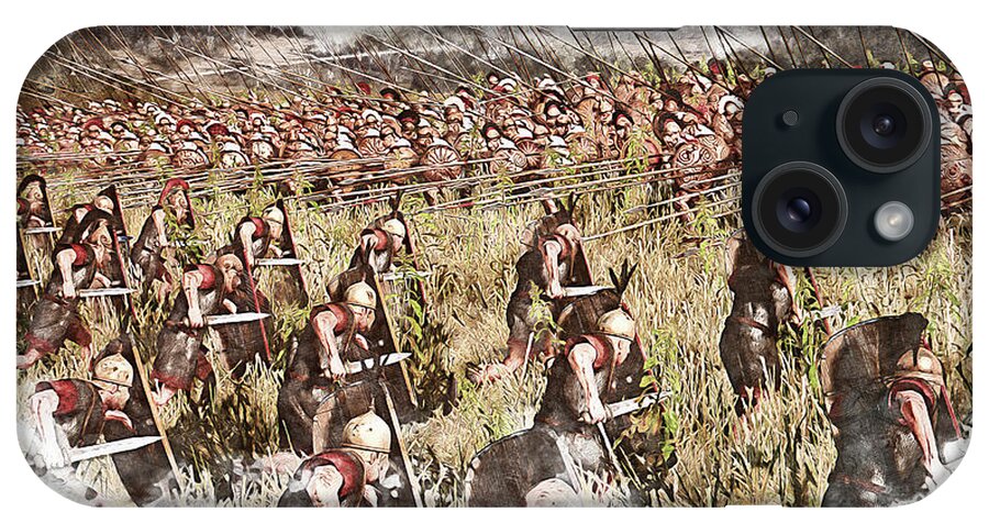 Roman iPhone Case featuring the painting Roman legion in battle, 02 by AM FineArtPrints