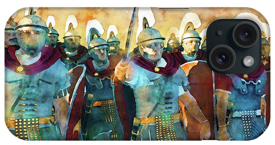 Roman iPhone Case featuring the painting Roman legion in battle, 08 by AM FineArtPrints