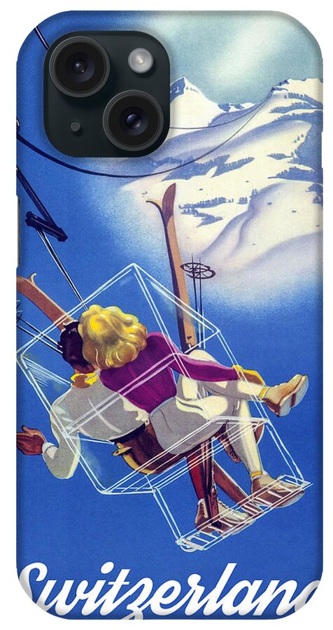 Ski Lift iPhone Case featuring the digital art Romance on a Ski Lift by Long Shot