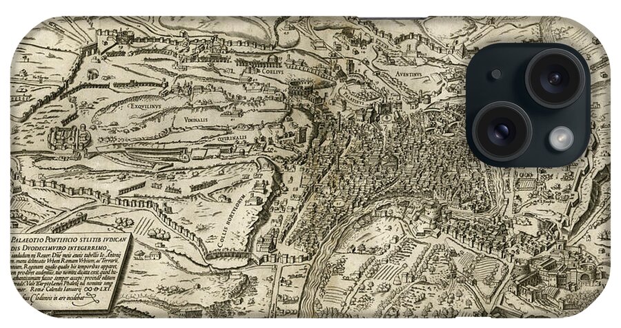Maps iPhone Case featuring the drawing Rome 1568 by Vintage Maps
