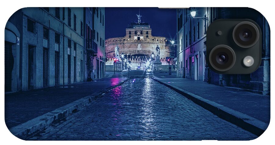 Archangel iPhone Case featuring the photograph Rome and the Castel Sant'Angelo at night by Benoit Bruchez