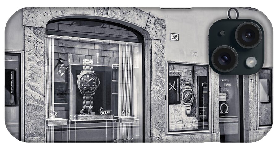 Omega iPhone Case featuring the photograph Rome Bw - Omega Store in Via dei Condotti by Stefano Senise
