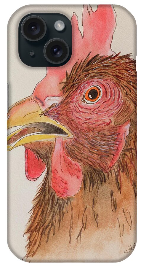 Rooster iPhone Case featuring the mixed media Rooster by Shirley Dutchkowski