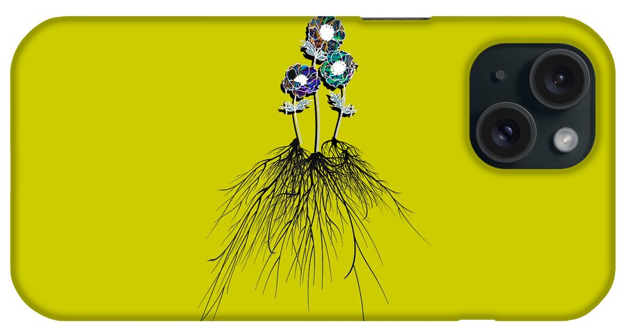 T Shirt iPhone Case featuring the painting Roots Classic Garden Hand Drawing Rubino Brand Colorful Rainbow Flowers Group Bouquet by Tony Rubino