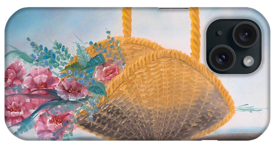 Basket iPhone Case featuring the painting Roses in a Basket  by Joel Smith