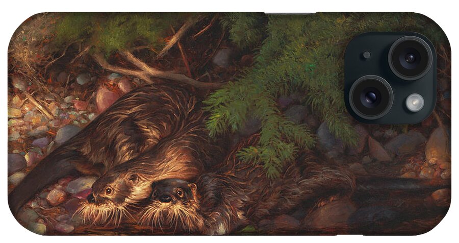 Otter iPhone Case featuring the painting Rough and Ready by Greg Beecham
