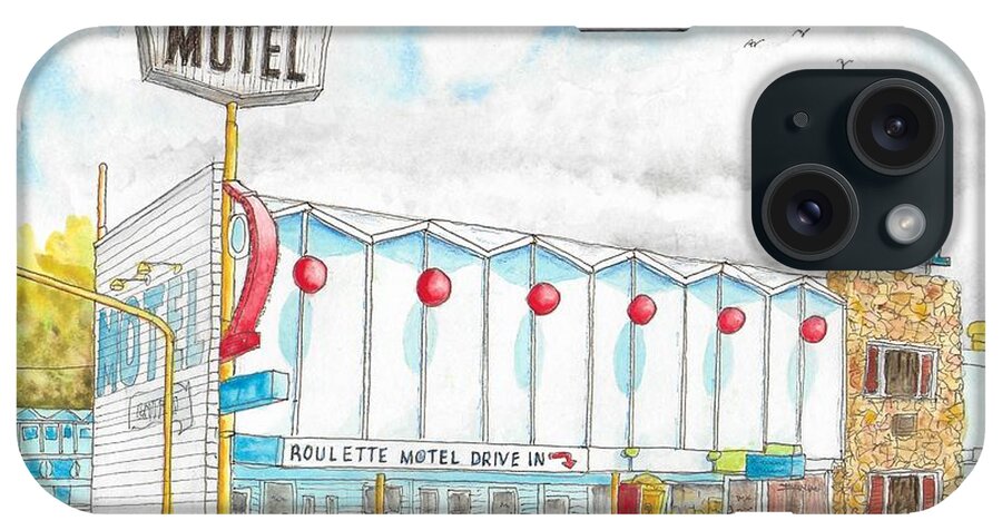 Roulette Motel iPhone Case featuring the painting Roulette Motel Drive In, Reno, Nevada by Carlos G Groppa