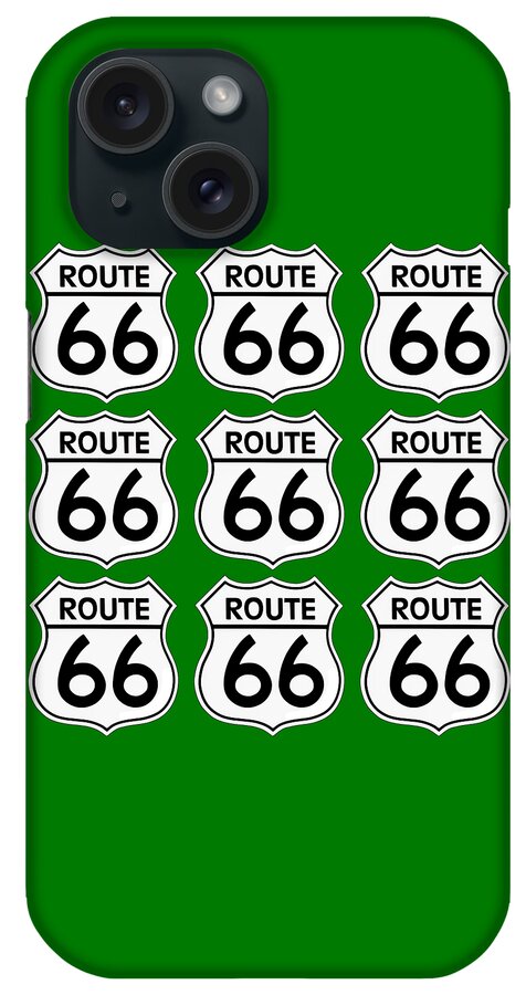 Route 66 iPhone Case featuring the digital art Route 66 Sign Tiles by Chuck Staley