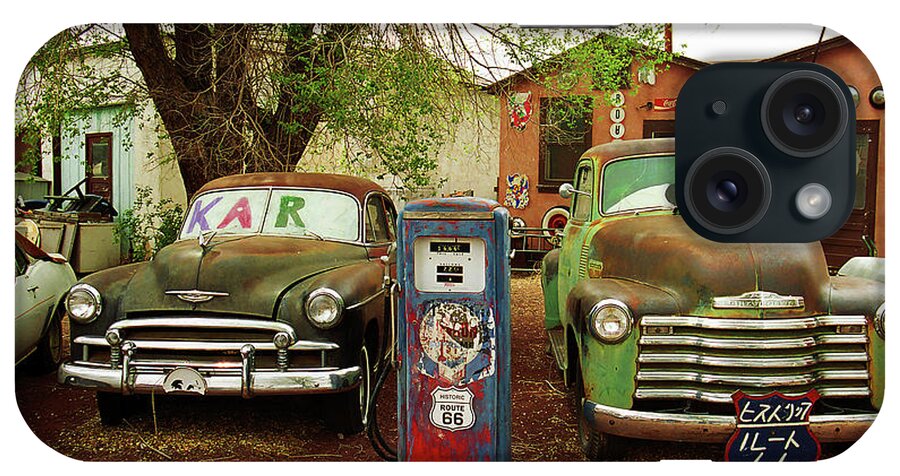 66 iPhone Case featuring the photograph Route 66 - Snow Cap Drive-In 2007 #2 by Frank Romeo