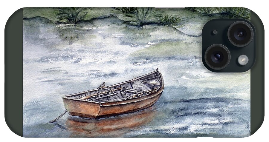 Boat iPhone Case featuring the painting Rowboat's Reflection by Kelly Mills