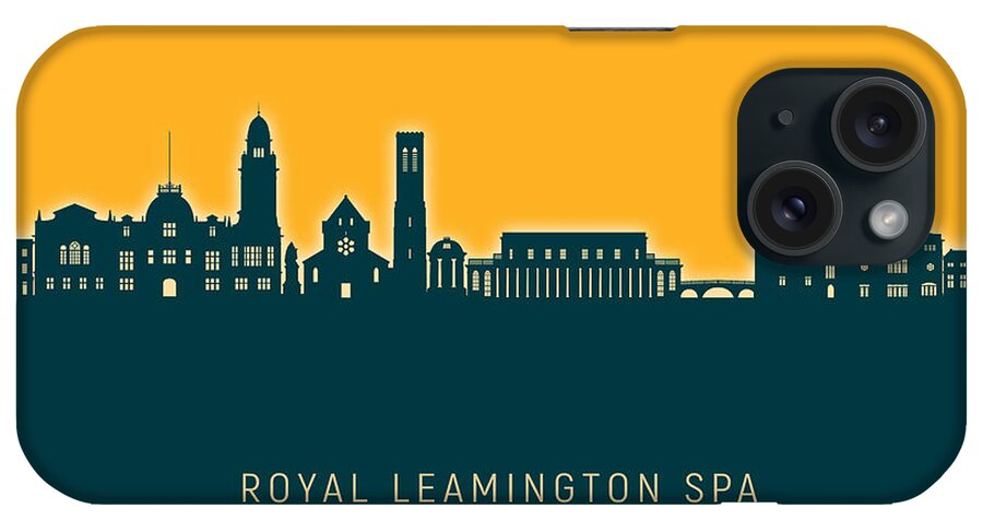 Royal Leamington Spa iPhone Case featuring the digital art Royal Leamington Spa England Skyline #77 by Michael Tompsett