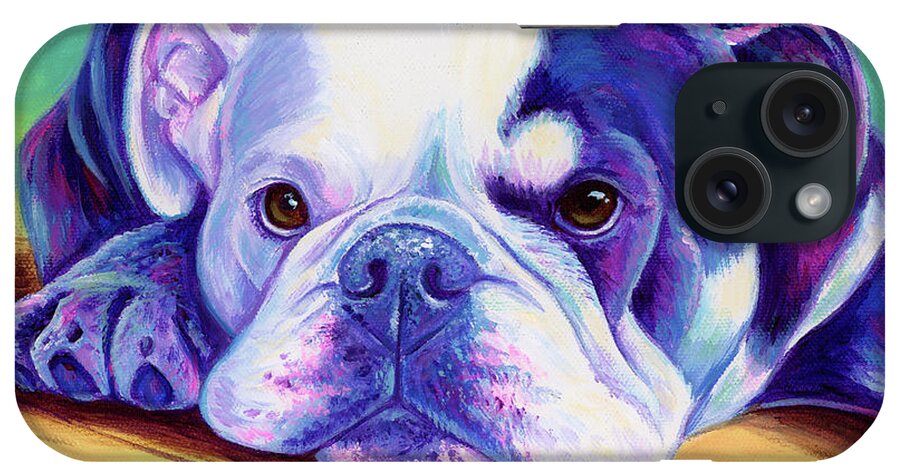 Bulldog iPhone Case featuring the painting Ruby the Bulldog by Rebecca Wang